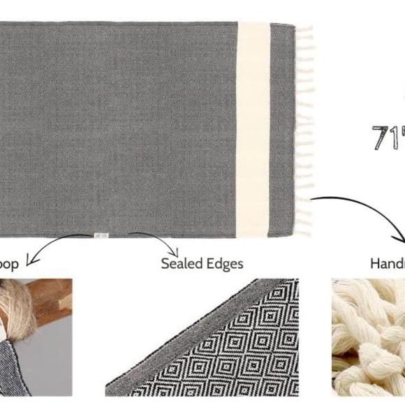 Turkish Towel Diamond Pattern Cream - Picture 3 of 6